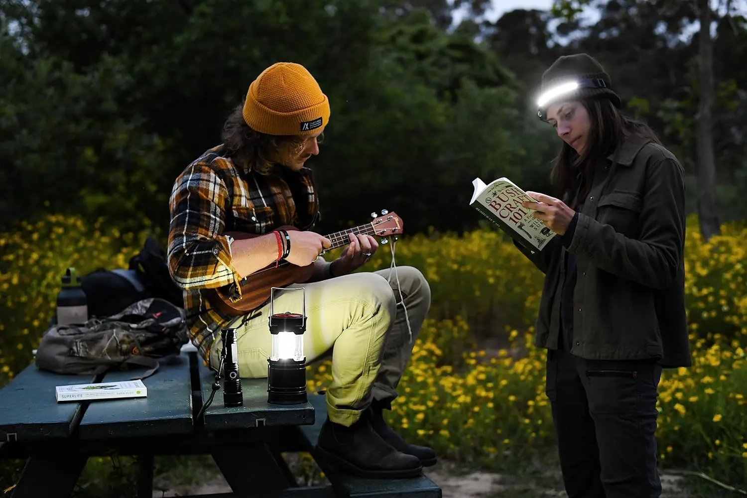 Night Buddy LED Headlamp Rechargeable Flashlight for Adults Camping Essentials Backpacking Lights 4X Brighter Other Headlight Headband Lamp 5 Light Modes Hiking Gear Must Haves (Headlamp   Lantern)
