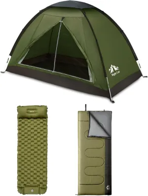 Night Cat Backpacking Tent with Inflatable Double Sleeping Pad,Sleeping Bag Lightweight Waterproof Portable Easy Setup Outdoors for 1 Person