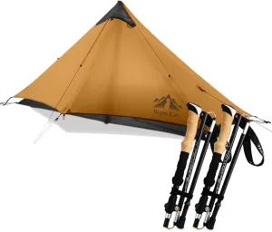 Night Cat Ultralight Tent 1 Person with Trekking Poles Hiking for Professional Backpacker Hiker