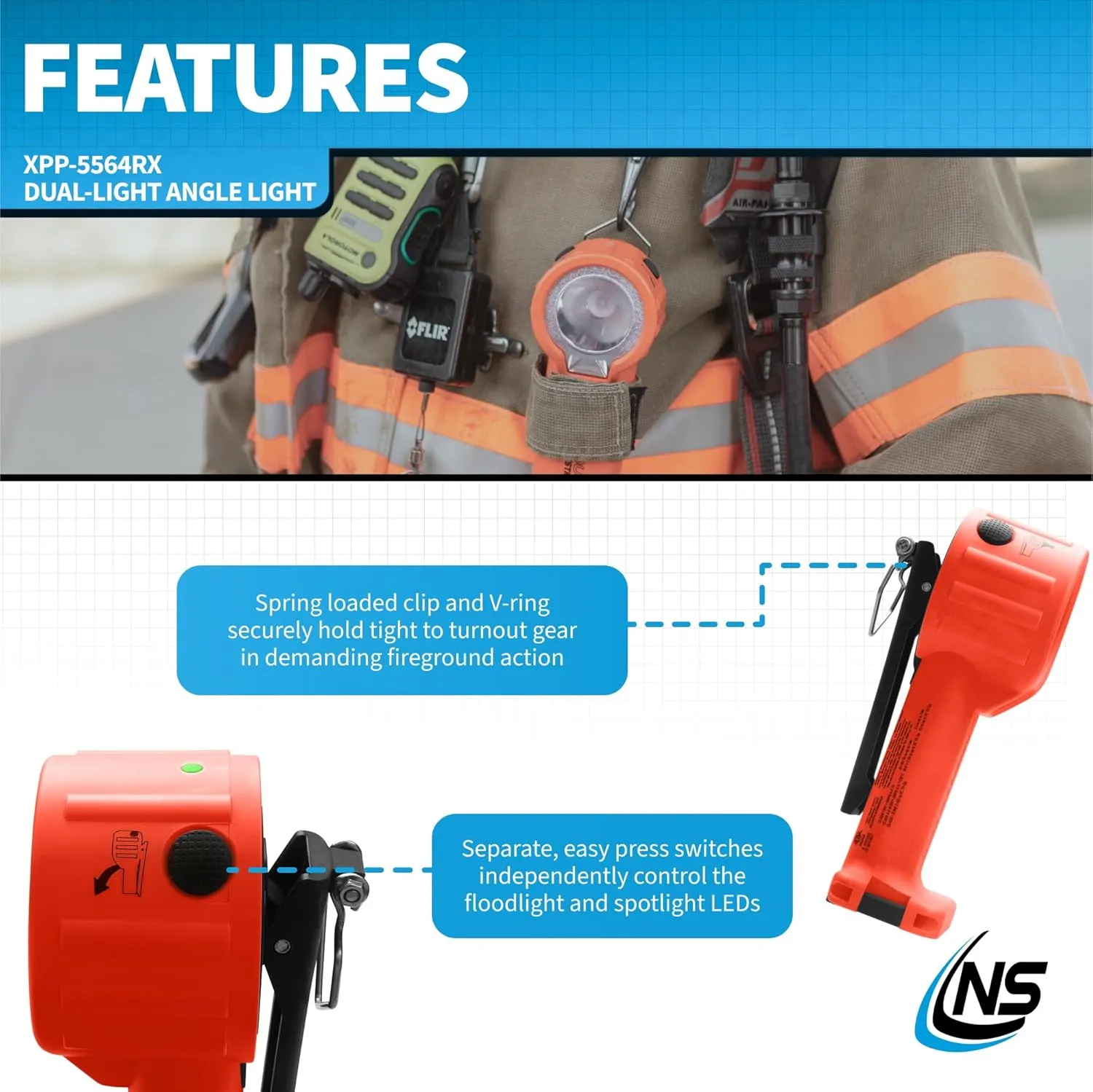 Nightstick XPP-5564 Intrant® Duo Intrinsically Safe Turbo Dual-Light Angle Light - 4 AA