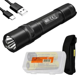 Nitecore MH11 USB-C Rechargeable EDC Flashlight, 1000 Lumen with Two Batteries and LumenTac Organizer