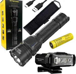 Nitecore MH25 PRO - CL10 Clip-ON Light MH25 PRO Multitask Hybrid Series Rechargeable Flashlight -3300 lumens w/ CL10 Clip-On Light -45 Lumens and Eco Sensa Charging Cable