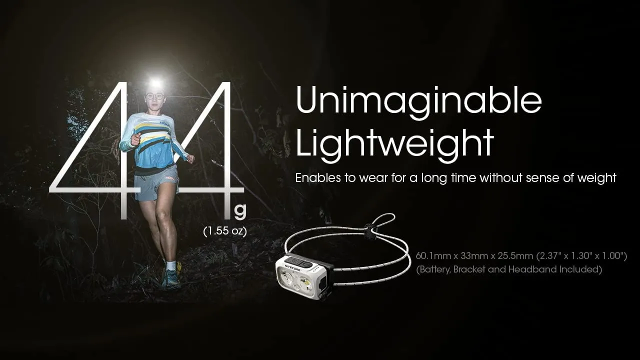 Nitecore NU21 Running Headlamp, 360 Lumen Ultralight USB-C Rechargeable with White and Red LEDs and a Sticker (Yellow)