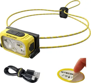 Nitecore NU21 Running Headlamp, 360 Lumen Ultralight USB-C Rechargeable with White and Red LEDs and a Sticker (Yellow)
