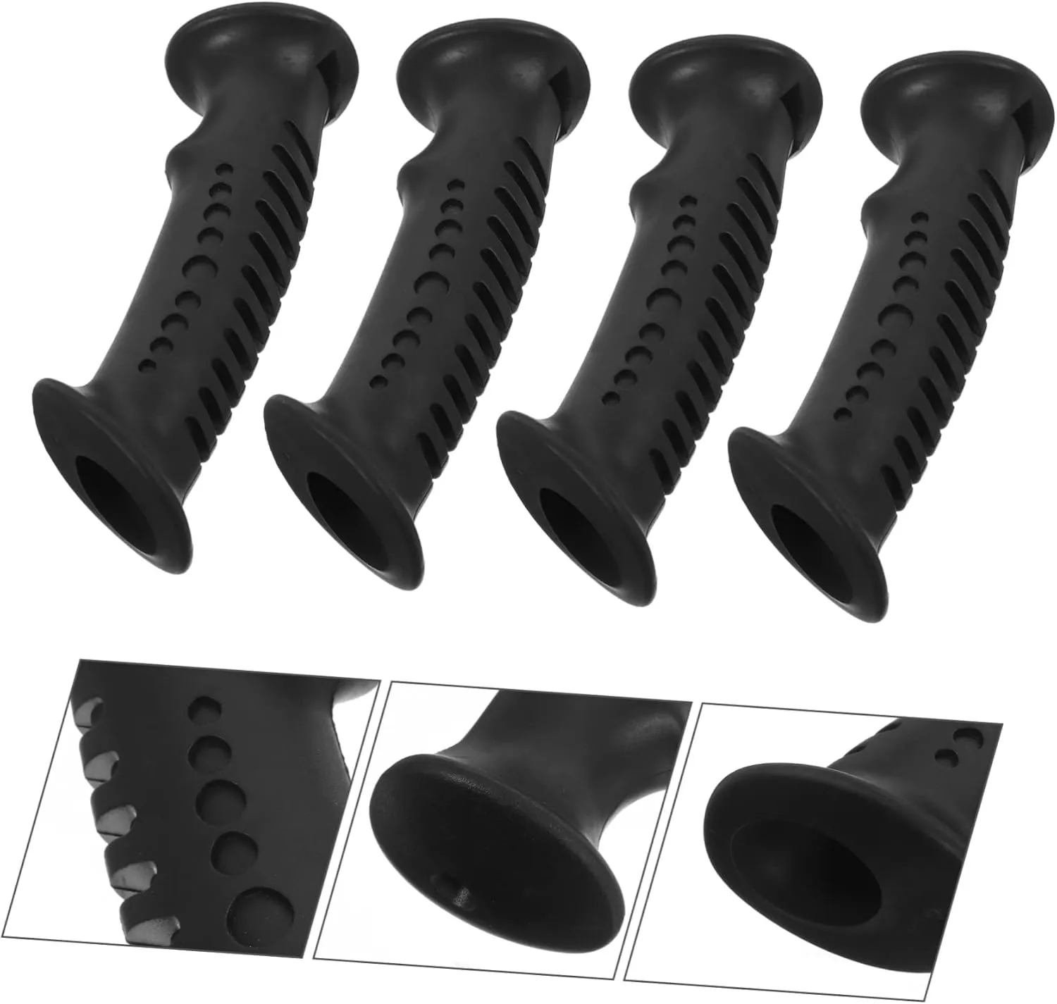 NOLITOY 2sets Trekking Pole Handle Quad Cane Handle Grip Hiking Pole Handle Replacement Skiing Accessories Skiing Tool Climbing Stick Tool Round Hiking Pole Grip Black Plastic 4pcs*2