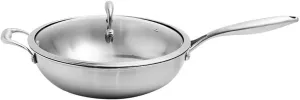 Non-Stick Anti-Scratch Pan 304 Stainless Steel Wok Non-Stick Pan Less Smoke Multi-Function Household Cooking Pot Induction Cooker Gas for Wok
