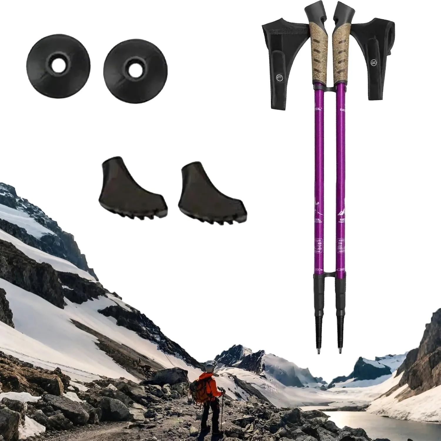 Nordic Walking Carbon Poles W/Cork Grips, 1-Pairs Poles. Safer, Lighter, Stronger, More Durable Than Flimsy Poles