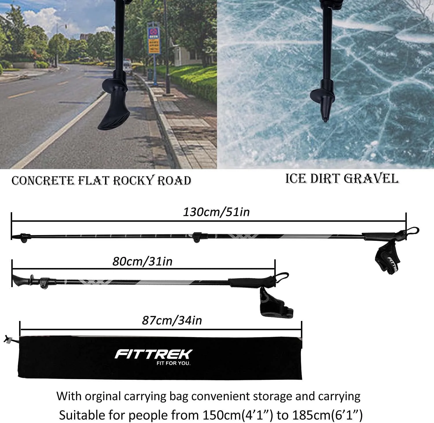 Nordic Walking Poles for Men Women - 2 Pack Aluminum Nordic Walking Sticks - Nordic Poles with Ergonomic Grip Adjustable Ultralight for Hiking, Camping, Trekking, Mountaineering, Backpacking