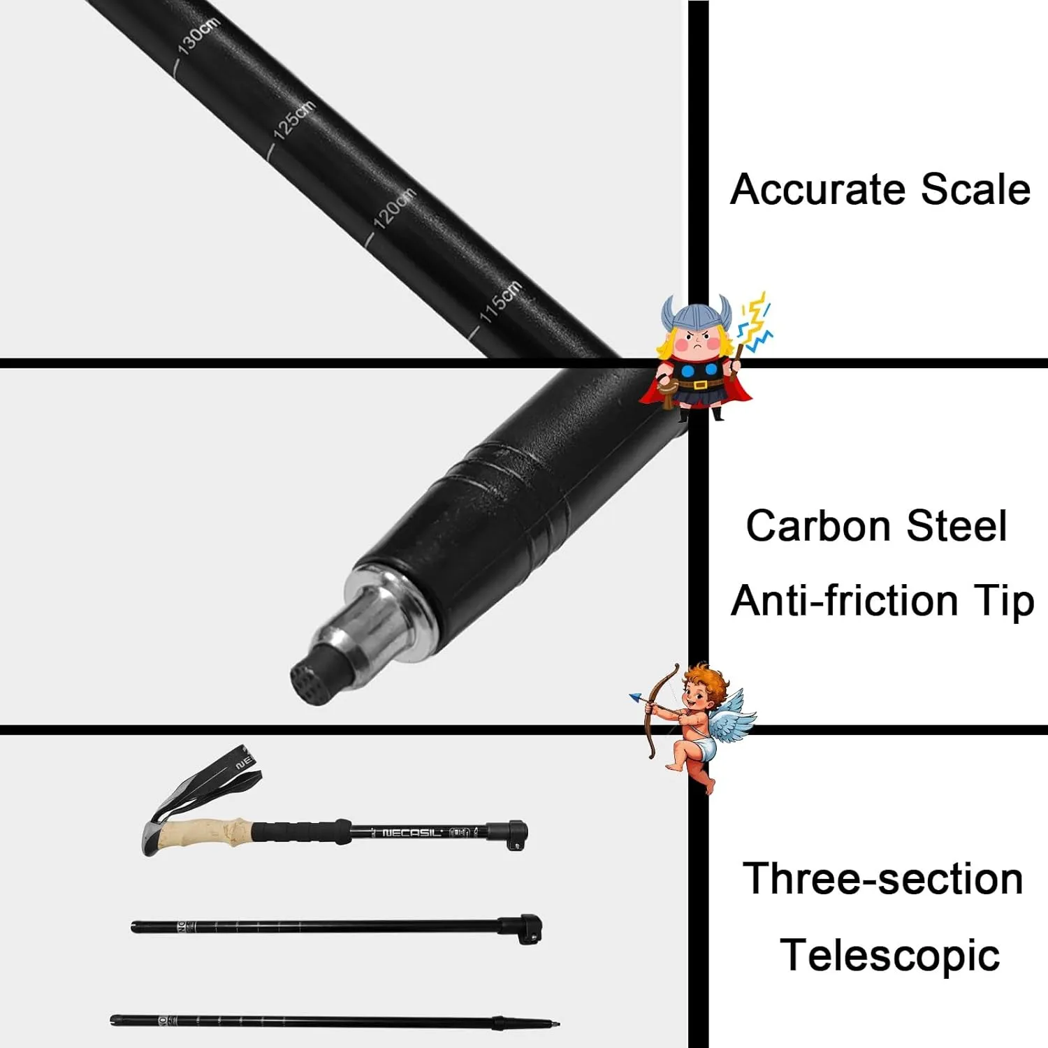 Nordic Walking Stick, Hiking Poles Retractable Lightweight Trekking Poles with Flip Lock, Natural Cork Grip, 2pc Hiking Gear