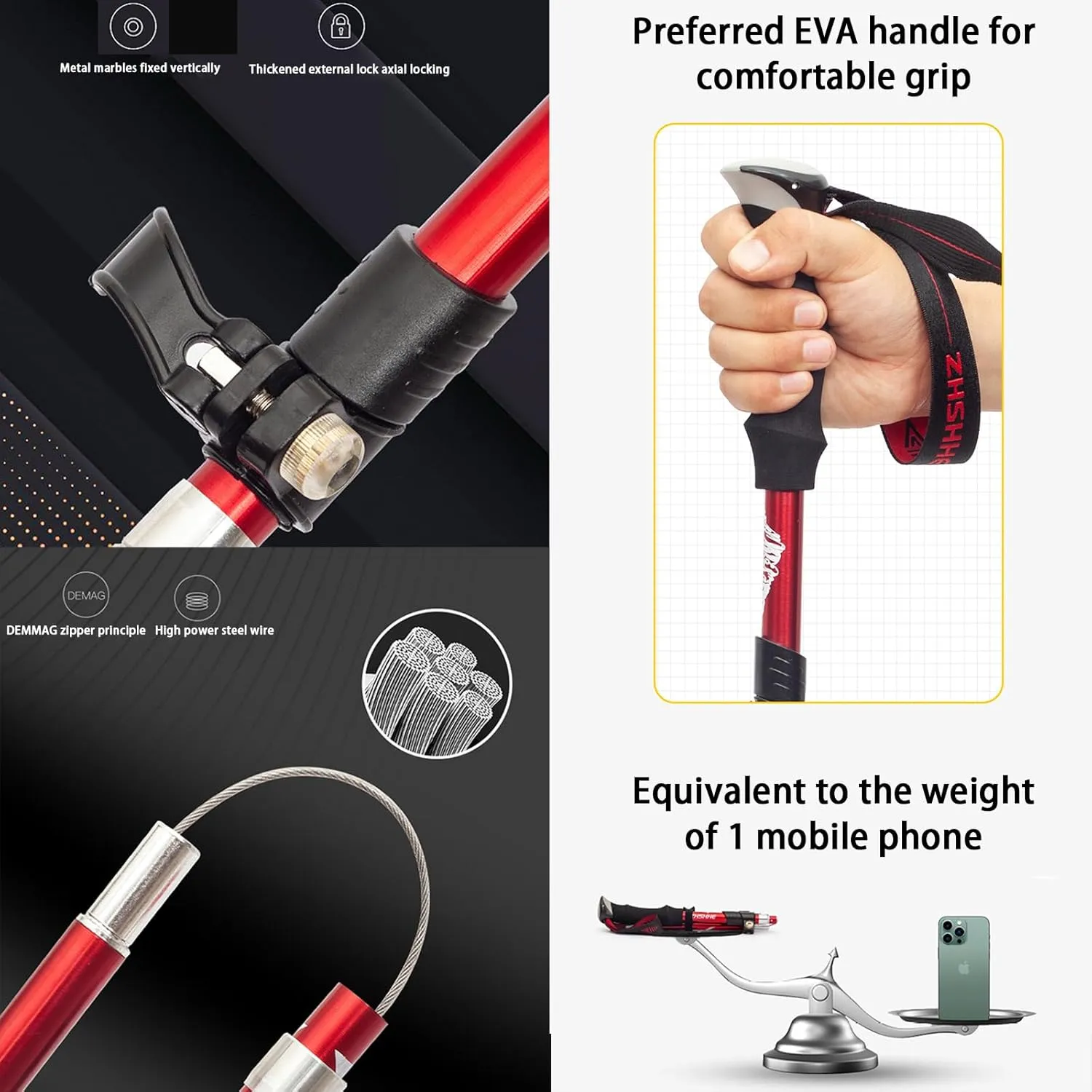 Nordic Walking Trekking Poles, Telescopic, Collapsible, Ultralight for Hiking, Camping, Mountaining, Backpacking, Walking, Trekking