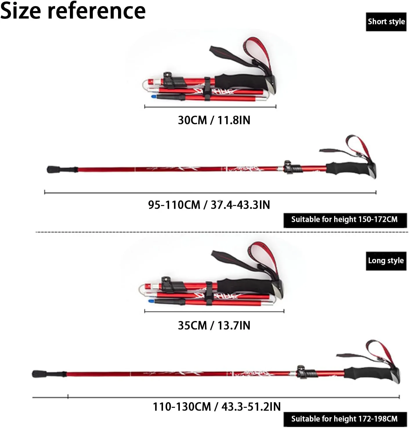 Nordic Walking Trekking Poles, Telescopic, Collapsible, Ultralight for Hiking, Camping, Mountaining, Backpacking, Walking, Trekking