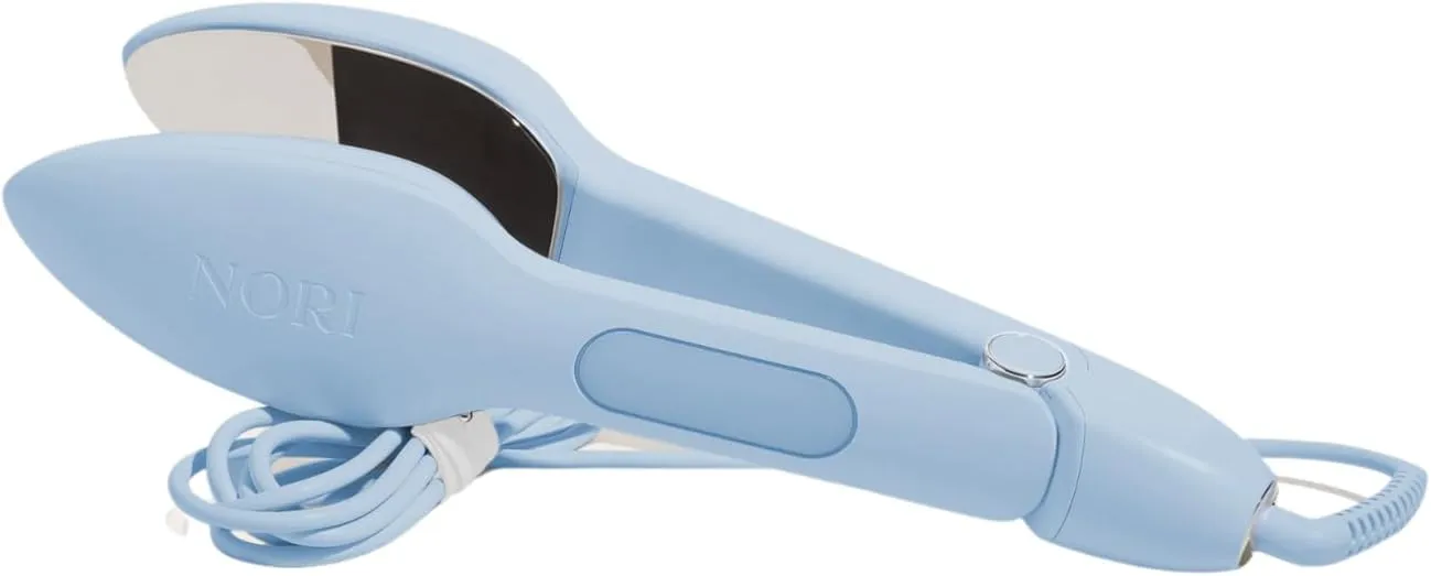 Nori Press Travel Steam Iron - Handheld Iron With Optional Steam Feature - No Ironing Board Required - Easy to Use w/ 6 Fabric Settings - Removes Wrinkles - Blue