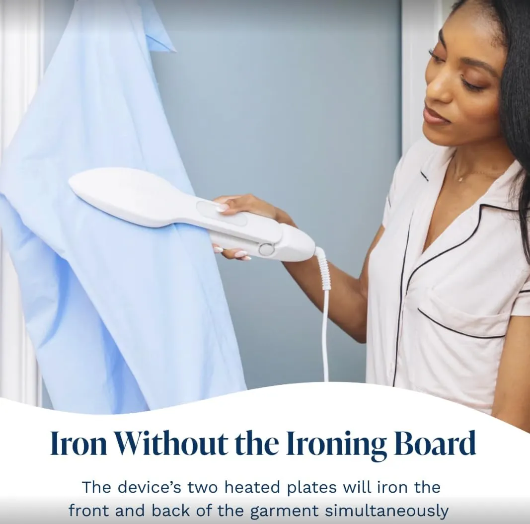 Nori Press Travel Steam Iron - Handheld Iron With Optional Steam Feature - No Ironing Board Required - Easy to Use w/ 6 Fabric Settings - Removes Wrinkles - Blue