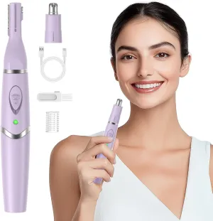 Nose Hair Trimmer for Women - 2 in 1 Professional Painless Eyebrow and Facial Hair Trimmer for Men and Women, USB Rechargeable Trimmer Double Edged Blades Easy to Clean