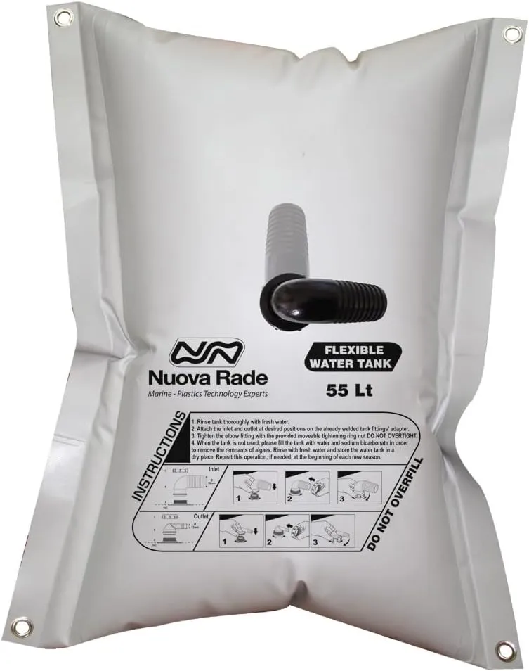 NuovaRade Flexible Water Tank/Bladder, Water Storage Bag, 29x24in - 14.5 Gallon (55Lt) - Rectangular, Grey