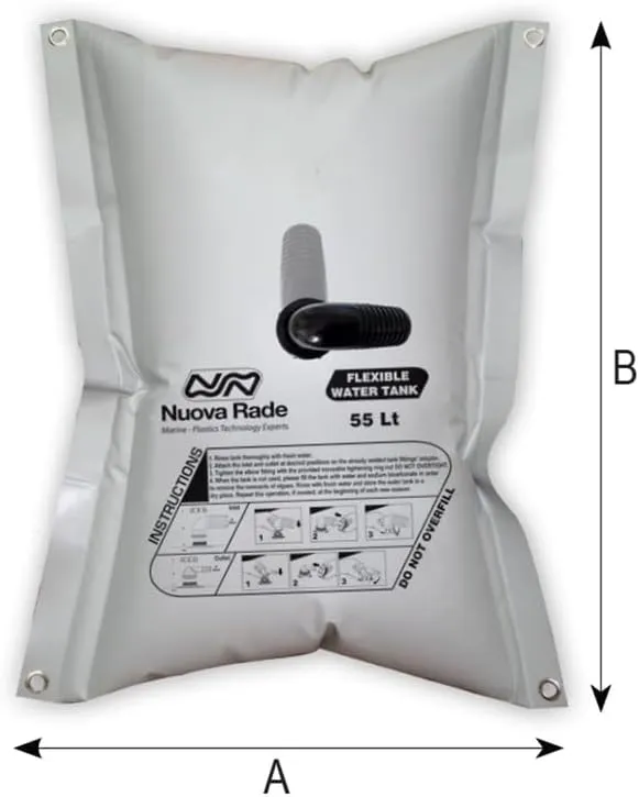 NuovaRade Flexible Water Tank/Bladder, Water Storage Bag, 29x24in - 14.5 Gallon (55Lt) - Rectangular, Grey