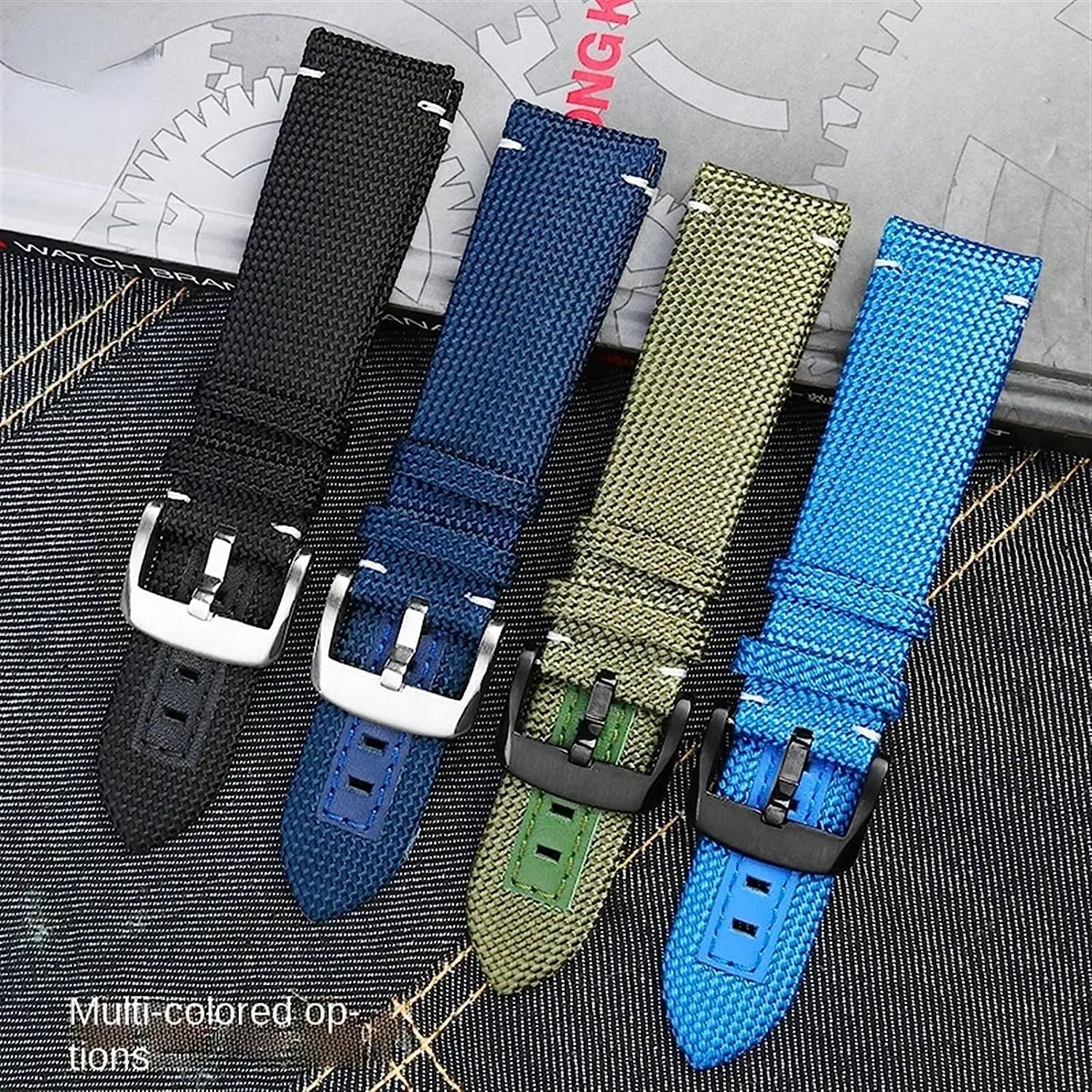 Nylon Canvas Leather Watch Strap for Mido m026.629/430 Ocean Star m042.430 Navigator Helmsman Breathable watchband