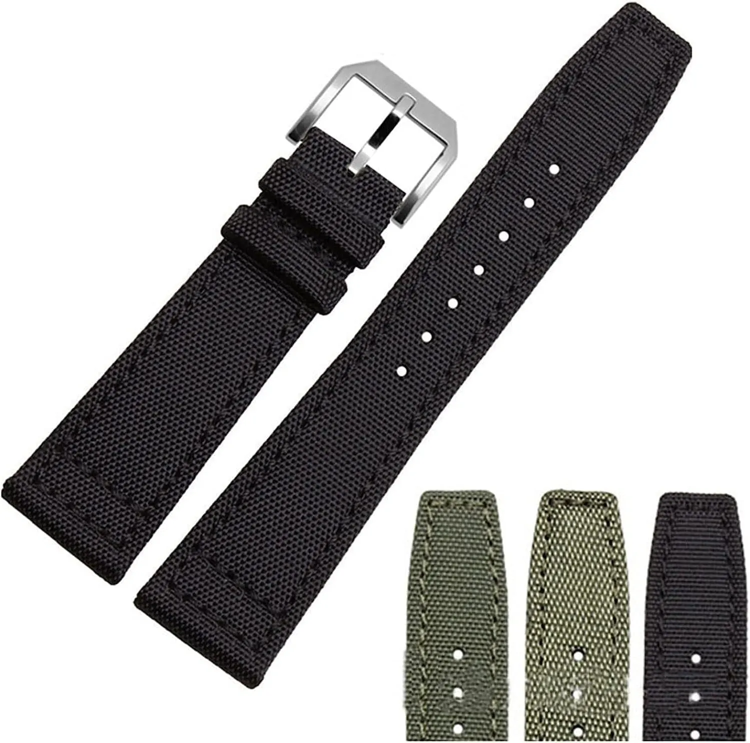 Nylon Canvas Watch Bands For IWC Pilot Portuguese Portofino Green Blue Gray Black Bracelets 20mm Watch Straps
