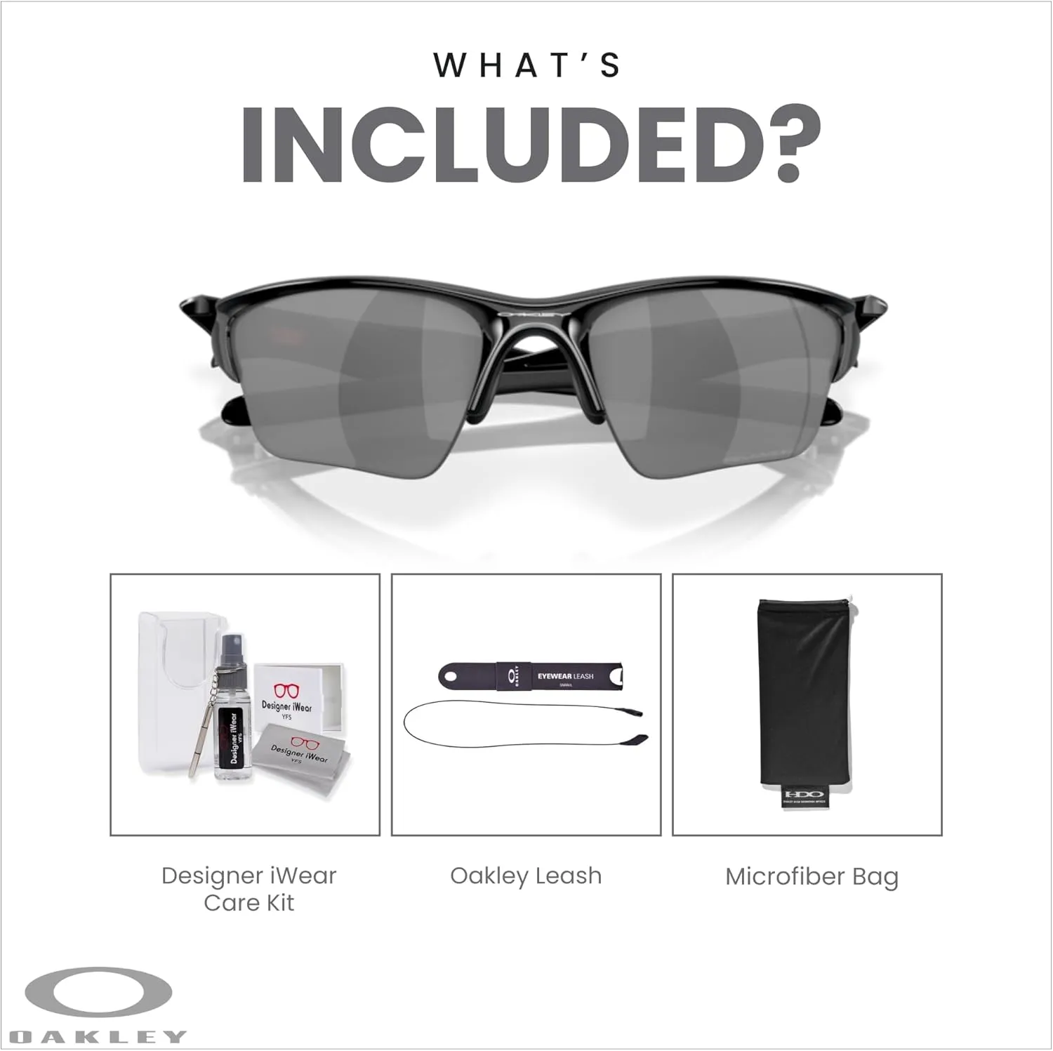 Oakley Half Jacket 2.0 XL OO9154 Rectangular Sunglasses For Men   BUNDLE Leash   Designer iWear Care Kit