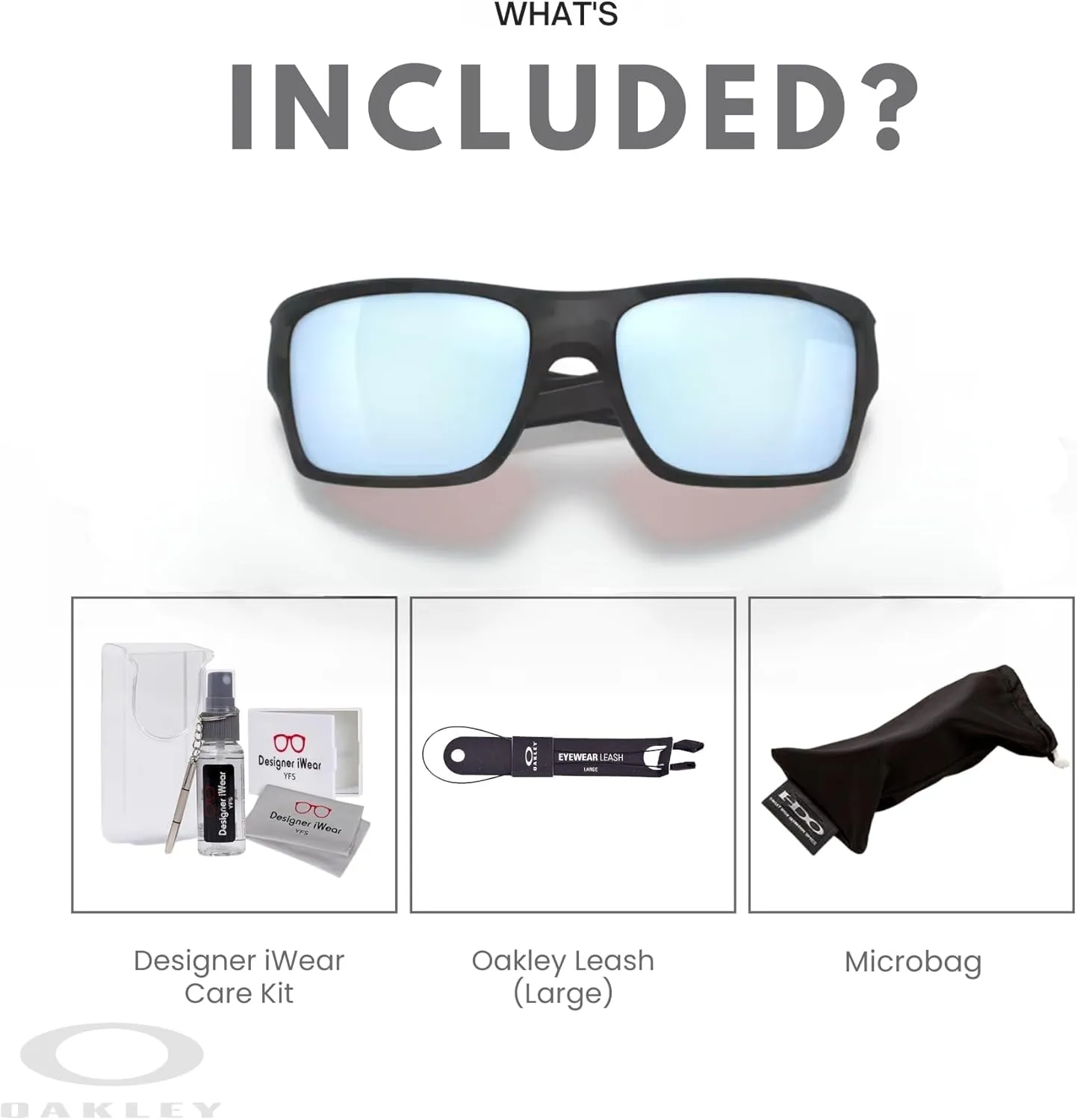 Oakley Turbine OO9263 Rectangular Sunglasses For Men  BUNDLE Leash   BUNDLE with Designer iWear Eyewear Kit