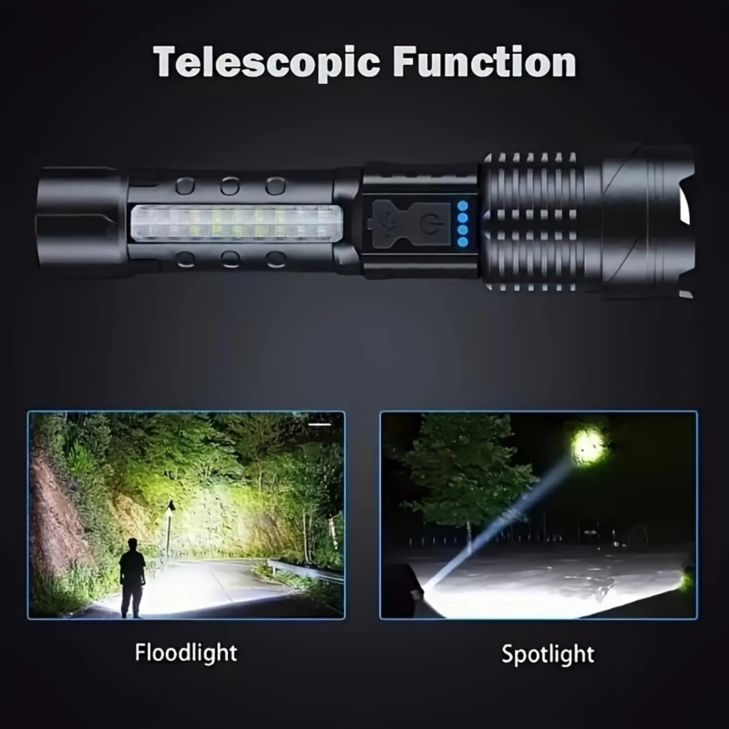 Observatory Flashlight, 2024 Best Upgraded A70 Tactical Flashlight, Ipx5 Waterproof, Shock-Resistant, USB Rechargeable,High Lumens, Adjustable Zoom with 5 Modes (1)