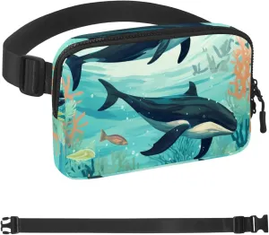 Ocean Whales-959 Belt Bag for Men and Women Fanny Pack,Belt Bag with Adjustable Strap,Fashion Crossbody Everywhere Belt Bag for Travel Outdoors Running Hiking, 1.5x9.0x5.9in/4x23x15cm