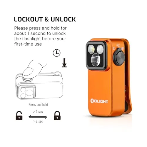 Oclip Pro EDC Flashlight Clip-on Light,Rechargeable Flashlights 500 Lumens w/ Triple Lights