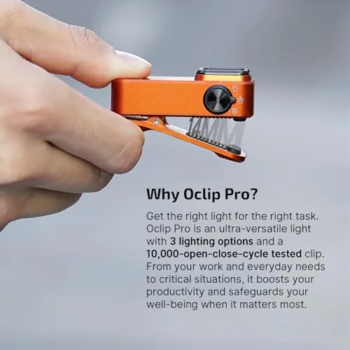 Oclip Pro EDC Flashlight Clip-on Light,Rechargeable Flashlights 500 Lumens w/ Triple Lights