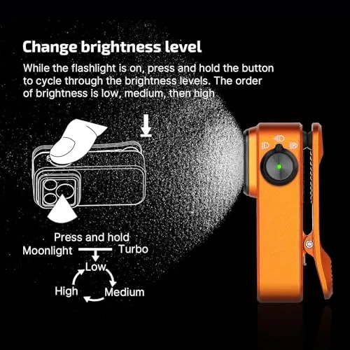 Oclip Pro EDC Flashlight Clip-on Light,Rechargeable Flashlights 500 Lumens w/ Triple Lights