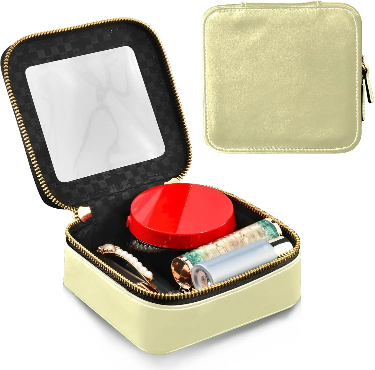 ODAWA Clear Makeup Bag Pale Goldenrod Waterproof Travel Cosmetic Bag with Zipper Car Cosmetic Bag