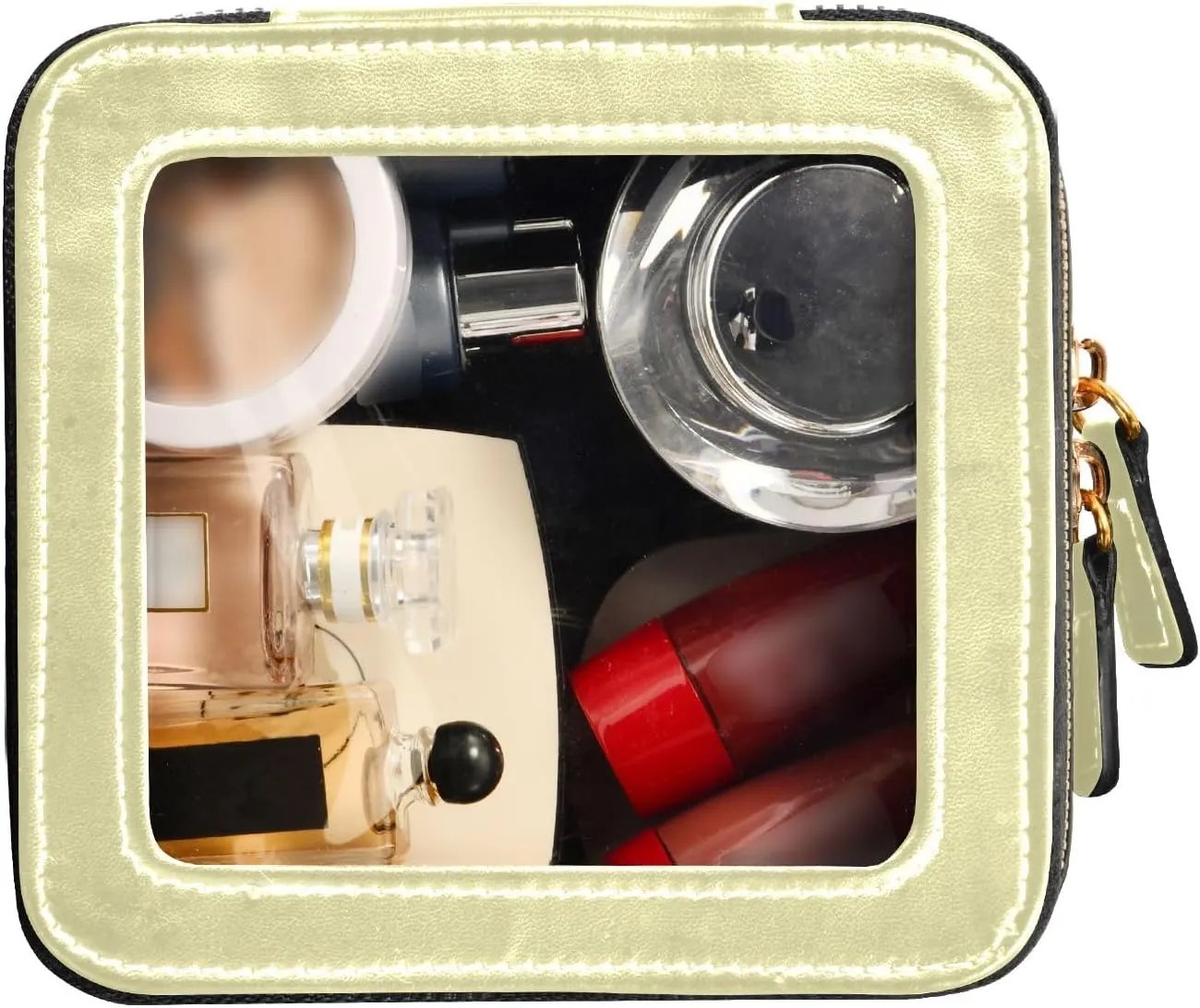 ODAWA Clear Makeup Bag Pale Goldenrod Waterproof Travel Cosmetic Bag with Zipper Car Cosmetic Bag