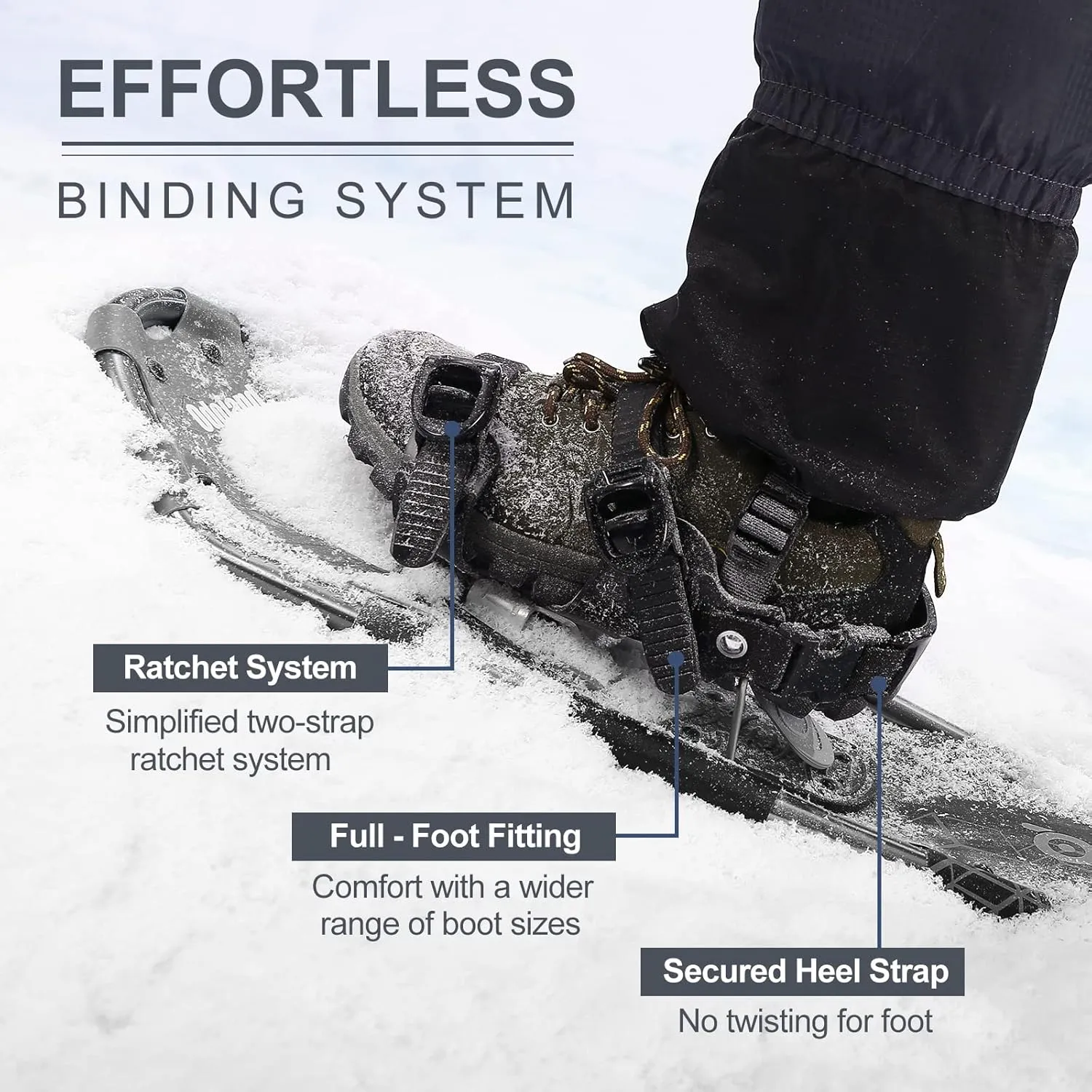 Odoland 21/25/30 Inch Snowshoes with Trekking Poles for Men Women Youth, Waterproof Snow Leg Gaiters and Carrying Bag, Lightweight Aluminum, Heel Lift, Snow Shoes Easy to Wear