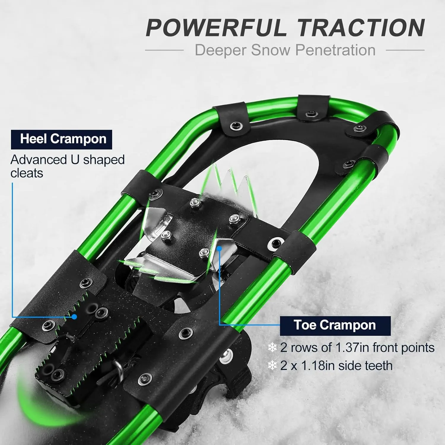 Odoland 21/25/30 Inch Snowshoes with Trekking Poles for Men Women Youth, Waterproof Snow Leg Gaiters and Carrying Bag, Lightweight Aluminum, Heel Lift, Snow Shoes Easy to Wear