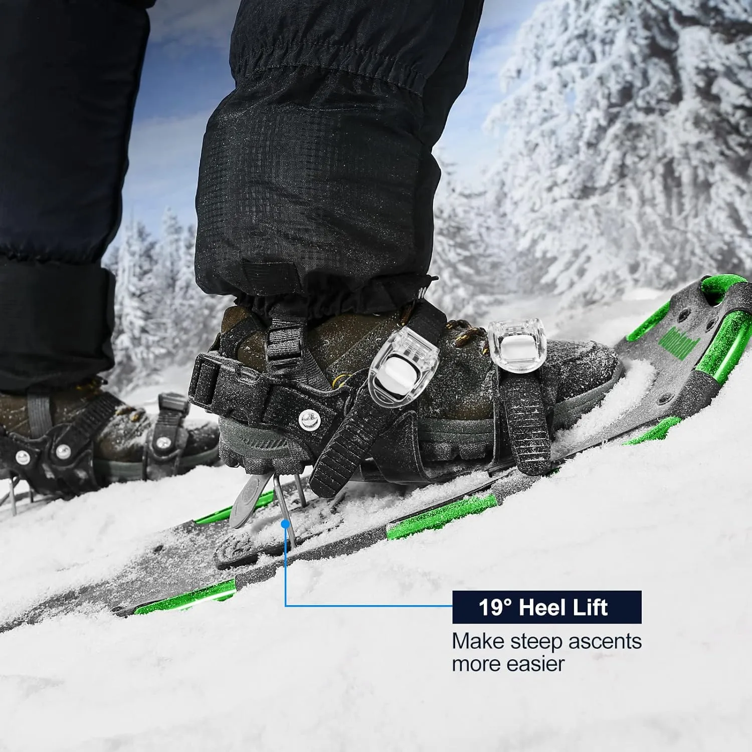 Odoland 21/25/30 Inch Snowshoes with Trekking Poles for Men Women Youth, Waterproof Snow Leg Gaiters and Carrying Bag, Lightweight Aluminum, Heel Lift, Snow Shoes Easy to Wear