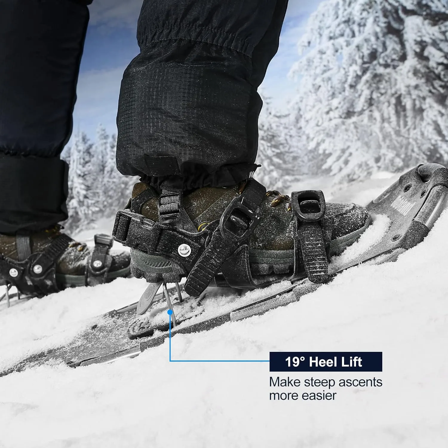 Odoland 21/25/30 Inch Snowshoes with Trekking Poles for Men Women Youth, Waterproof Snow Leg Gaiters and Carrying Bag, Lightweight Aluminum, Heel Lift, Snow Shoes Easy to Wear