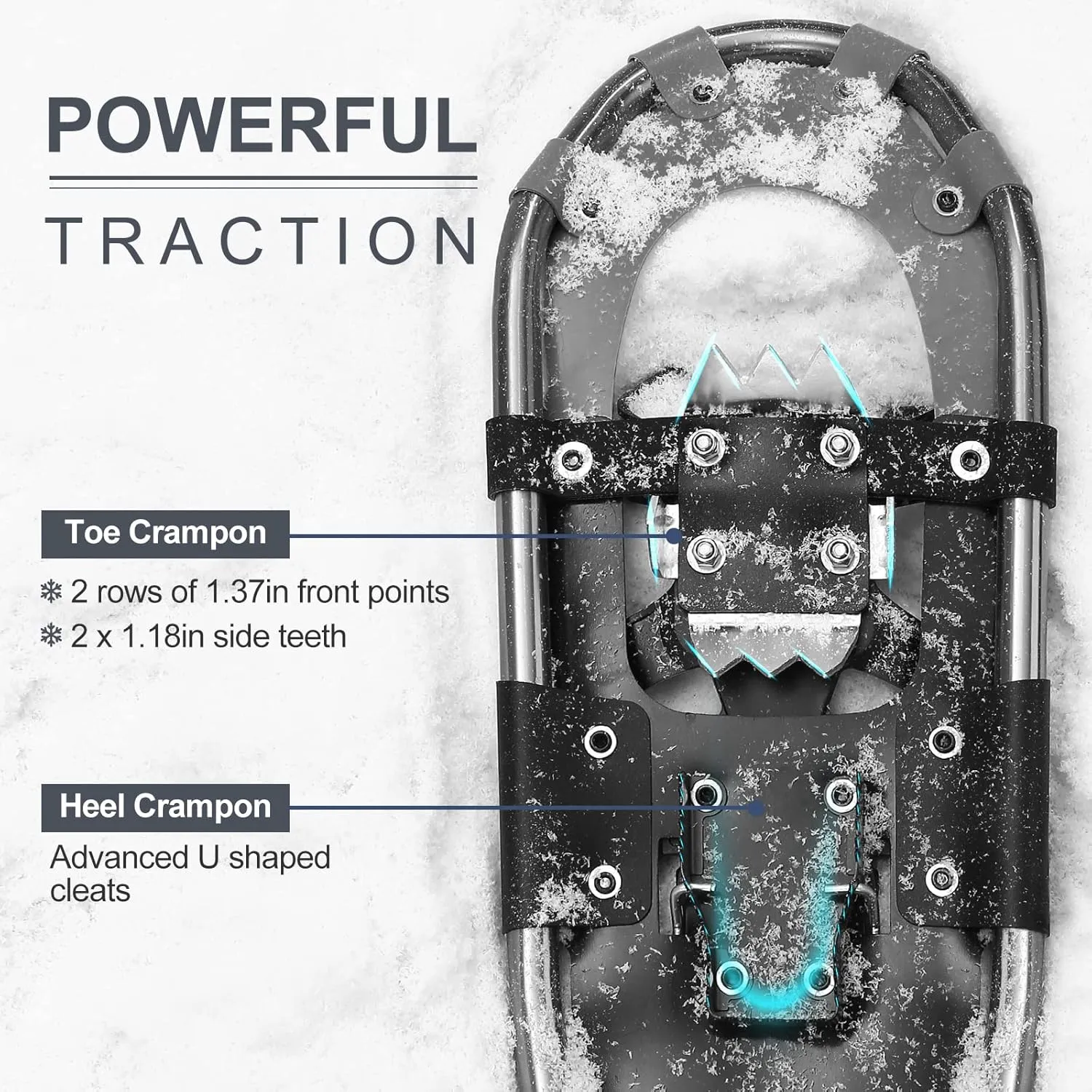 Odoland 21/25/30 Inch Snowshoes with Trekking Poles for Men Women Youth, Waterproof Snow Leg Gaiters and Carrying Bag, Lightweight Aluminum, Heel Lift, Snow Shoes Easy to Wear