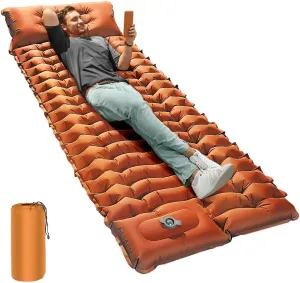 OGERY Sleeping Pad, 4" Extra-Thick Camping Sleeping Pad with Pillow and Built-in Foot Pump, Self Inflating Air Mattress Mat for Camping Backpacking Hiking Traveling Tent