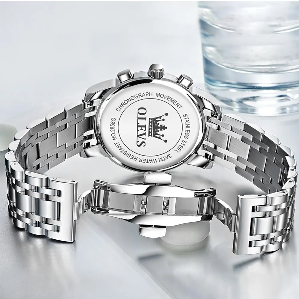 OLEVS Men Watches Square Business Dress Diamond Analog Quartz Date Luxury Watch for Men Casual Stainless Steel Waterproof Luminous Two Tone Wrist Watch