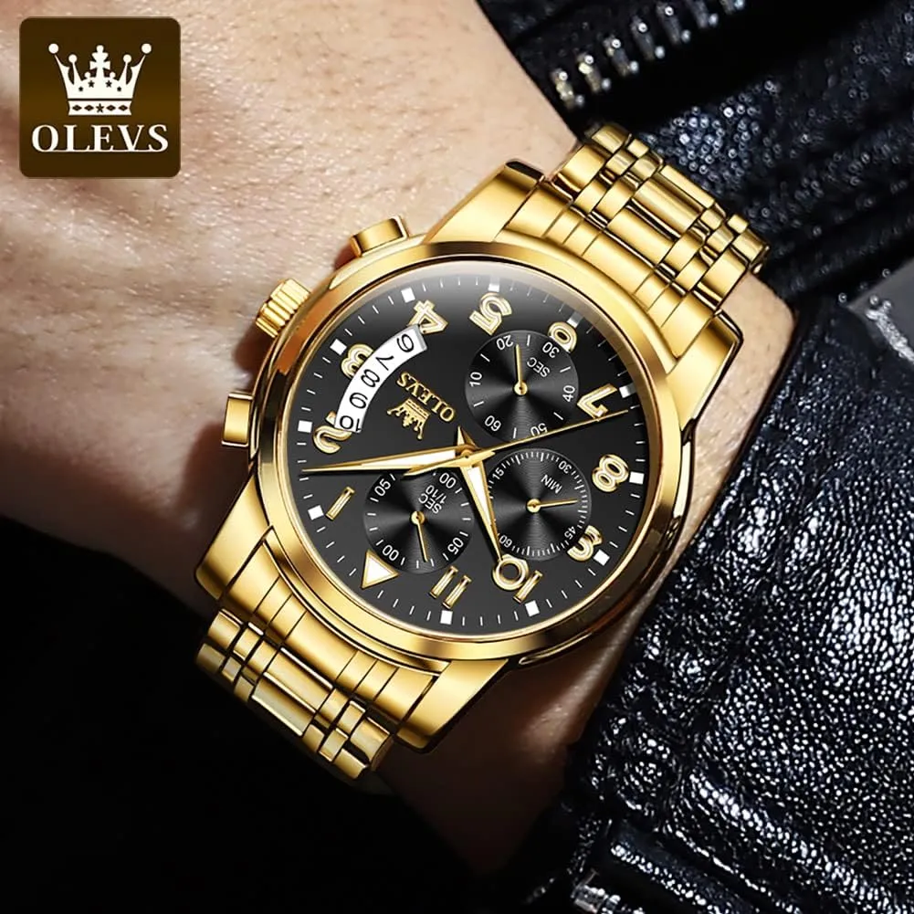 OLEVS Mens Watches Waterproof Stainless Steel Adjustable Bracelet Watch Quartz Analog Watch for Men Fashion Business Classic Mens's Wrist watch's Casual Watches Gold/Blue/Black/White/Face/Dial