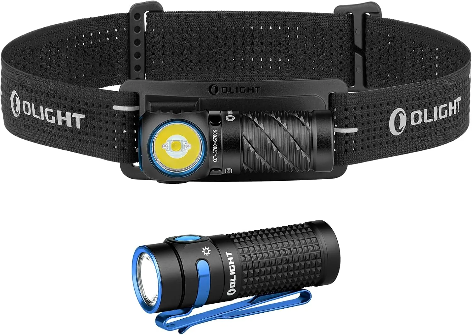 OLIGHT Perun 3 Mini Rechargeable Headlamp Flashlight Bundle Baton 4 Rechargeable EDC Flashlight
