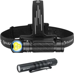 OLIGHT Perun 3 Rechargeable Headlamp Flashlight, 3000 Lumens LED Headlight with Red Light Bundle with I3T EOS 180 Lumens Dual-Output Slim EDC Flashlight for Camping and Hiking