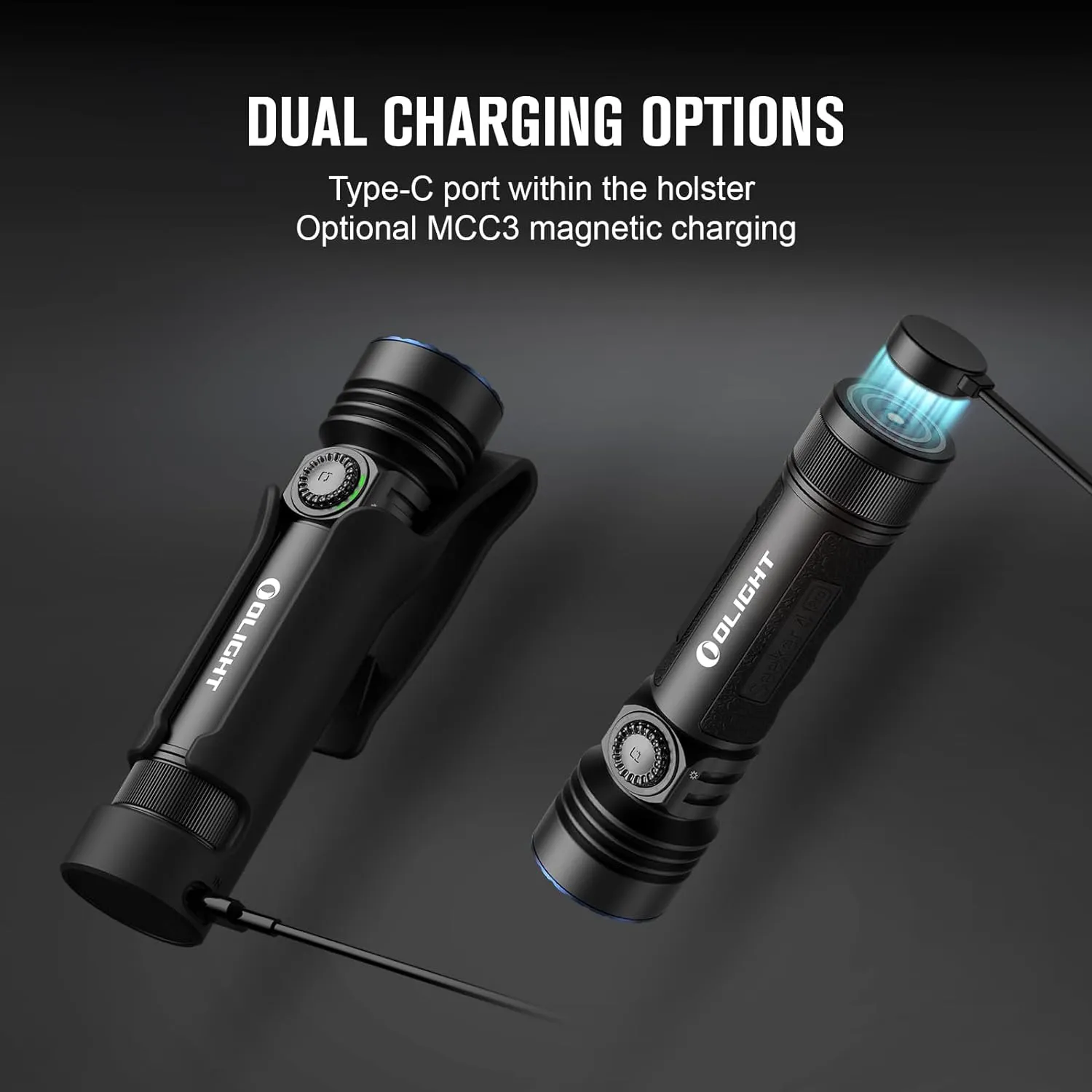 OLIGHT Seeker 4 Pro Rechargeable Flashlights, 4600 Lumens High Powerful Bright Light with USB C Holster, Waterproof IPX8 for Emergencies, Camping, Searching (Matte Black Cool White)
