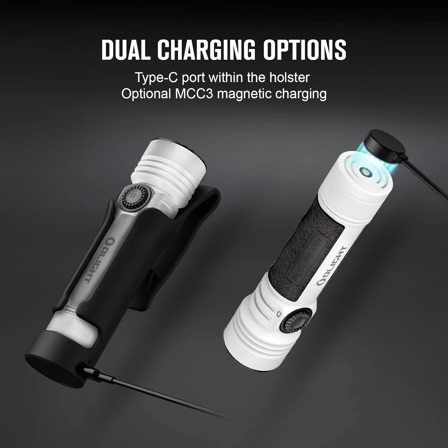OLIGHT Seeker 4 Pro Rechargeable Flashlights, 4600 Lumens High Powerful Bright Light with USB C Holster, Waterproof IPX8 for Emergencies, Camping, Searching(White)