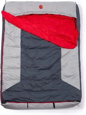 OmniCore Designs Multi Down Double Wide Hooded Rectangular Sleeping Bag (10F Red / 30F Yellow) with 4pt. Compression Stuff Sack