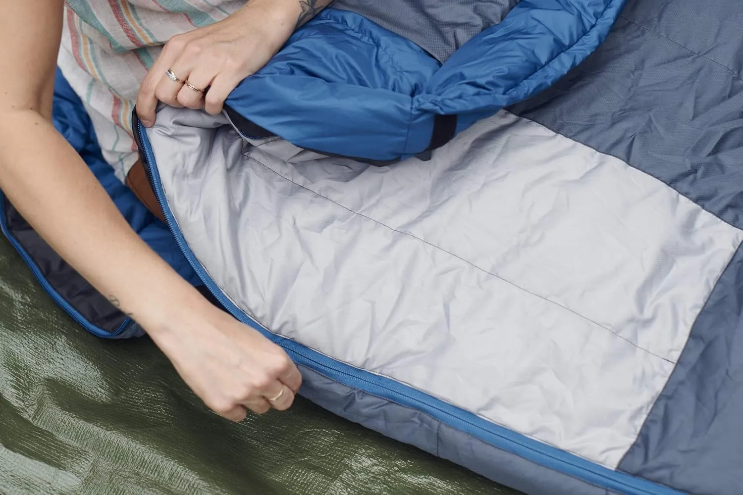 OmniCore Designs Multi Down Hooded Rectangular Sleeping Bag (-10F to 30F) with 4pt. Compression Stuff Sack