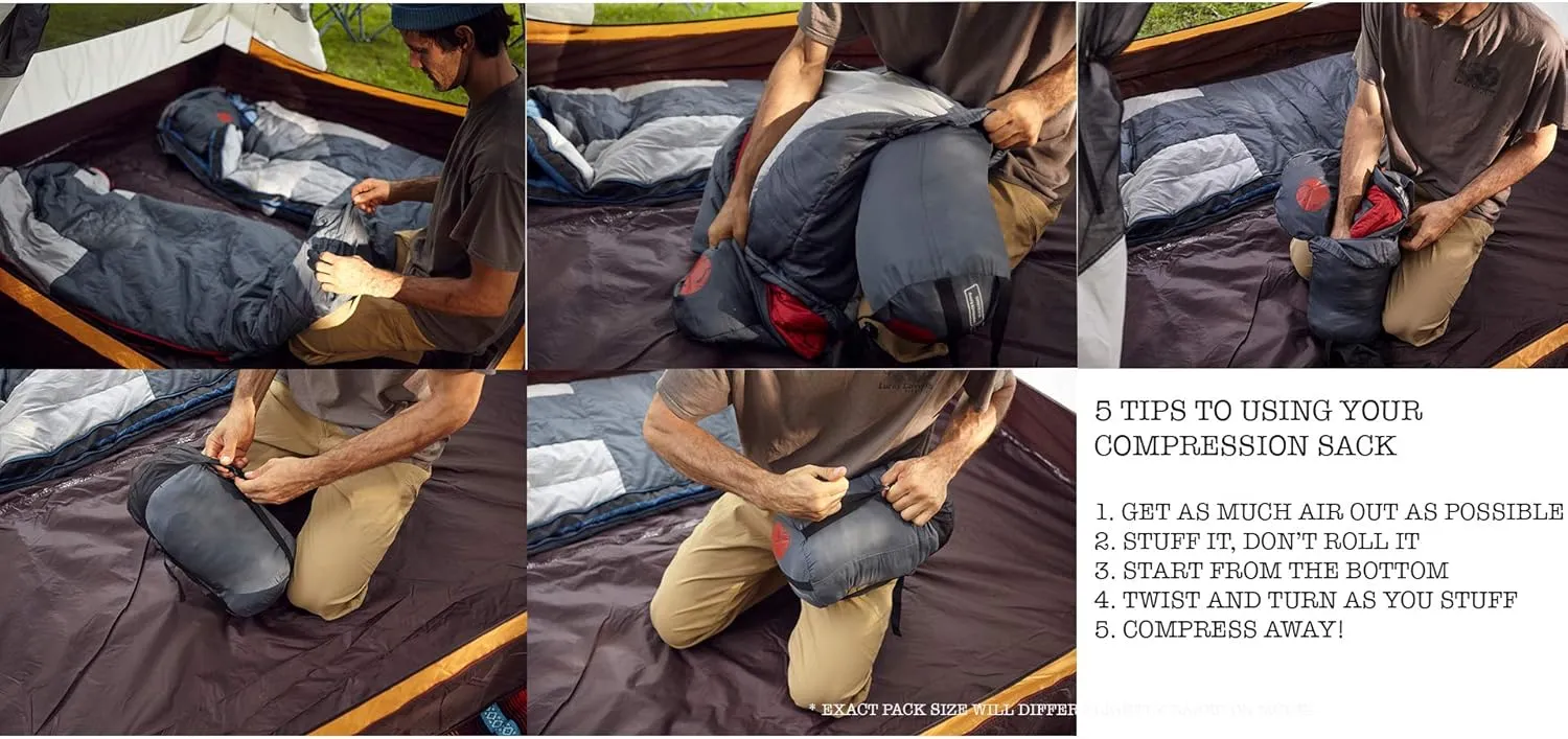 OmniCore Designs Multi Down Hooded Rectangular Sleeping Bag (-10F to 30F) with 4pt. Compression Stuff Sack