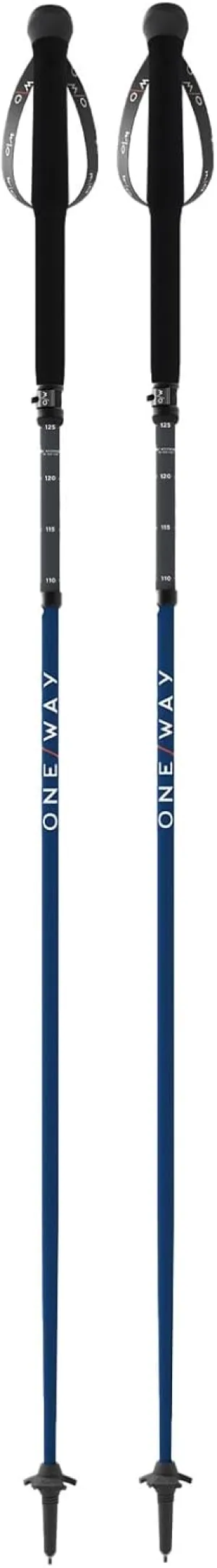 ONE WAY MTX Calu Vario Outdoor Durable Versatile Lightweight Compact Foldable Adjustable Length 115-135 Cm Trekking Poles with Carbide Tip & Replaceable Basket - Pair