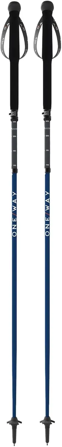 ONE WAY MTX Calu Vario Outdoor Durable Versatile Lightweight Compact Foldable Adjustable Length 115-135 Cm Trekking Poles with Carbide Tip & Replaceable Basket - Pair