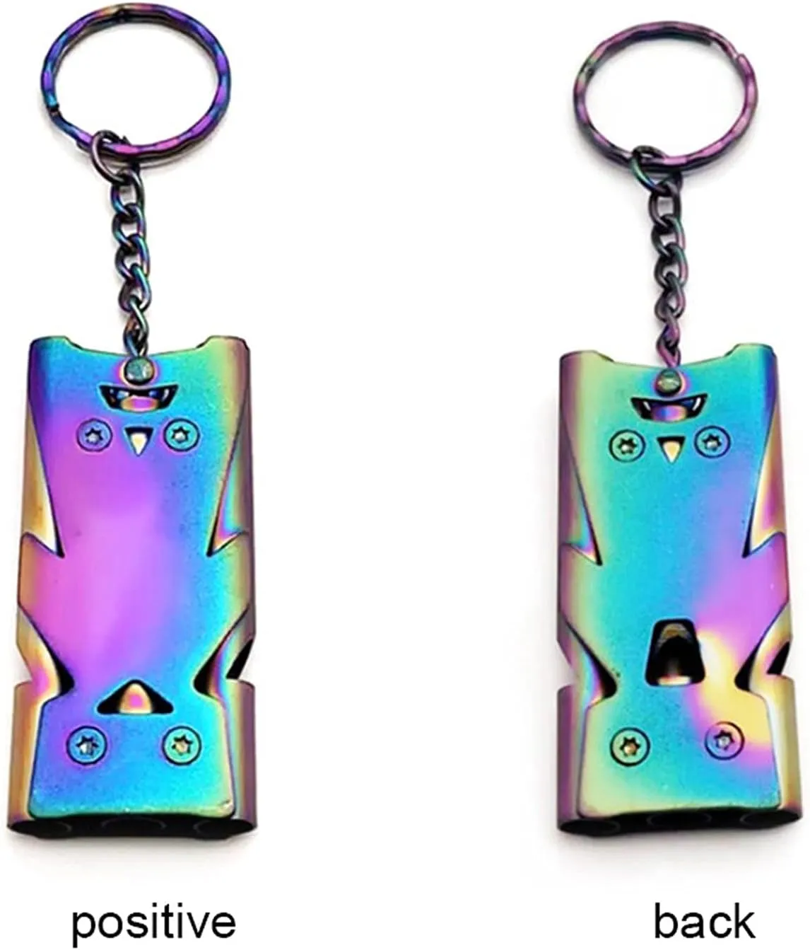 ONURTH Whistles, High Decibel Whistle EDC Whistle Tool Outdoor Survival Cheerleading Whistle Portable Triple Pipe Emergency SOS Whistle Keychain (Color : Silver)