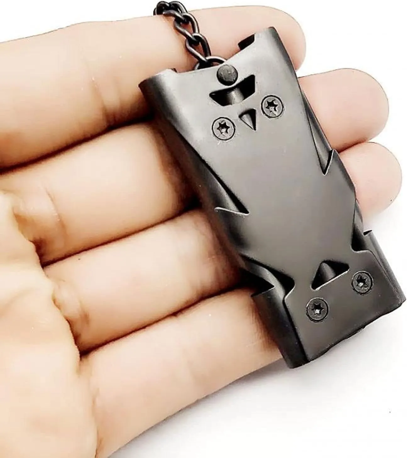 ONURTH Whistles, High Decibel Whistle EDC Whistle Tool Outdoor Survival Cheerleading Whistle Portable Triple Pipe Emergency SOS Whistle Keychain (Color : Silver)